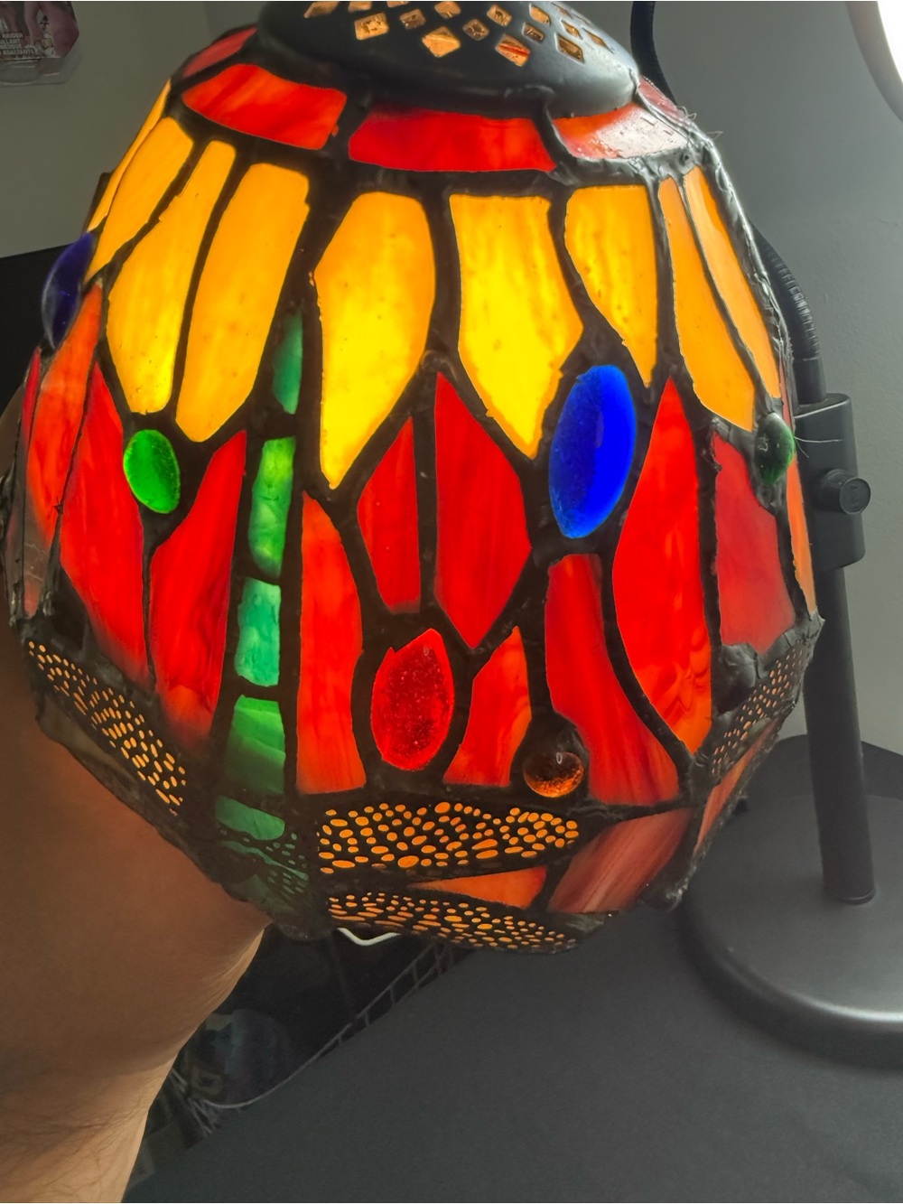 Tiffany Style Stained Glass Dragonfly Lamp Shade Multicolor 6”